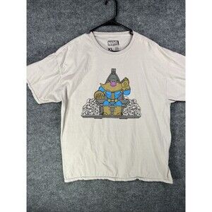Marvel Thanos Graphic T-Shirt Mens XL Gray Infinity Gauntlet Loot Crate Tee